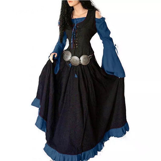 Medieval Renaissance Gypsy dress long sleeve lace Victorian costume shield maiden cosplay outfit